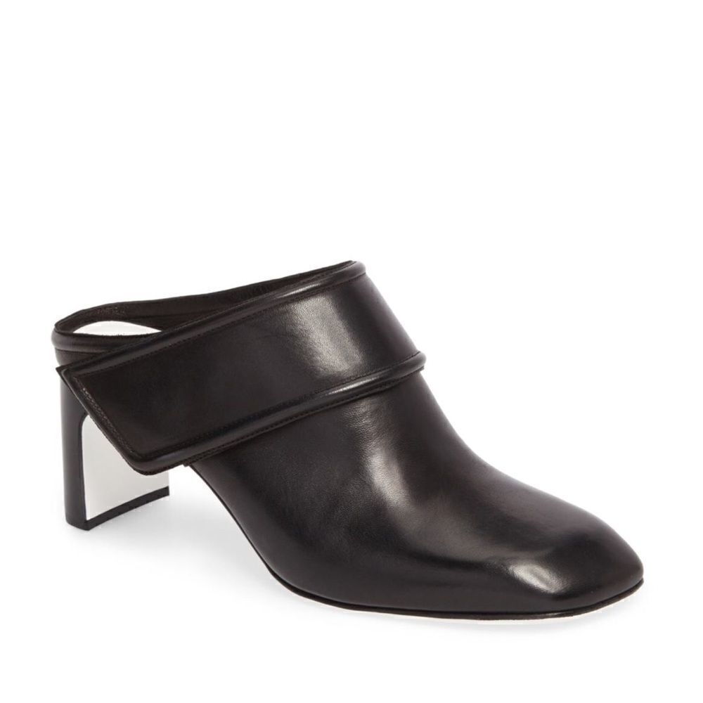 Rag & Bone Mule Heel Black Leather Elliott Slip On Shoe Size 40